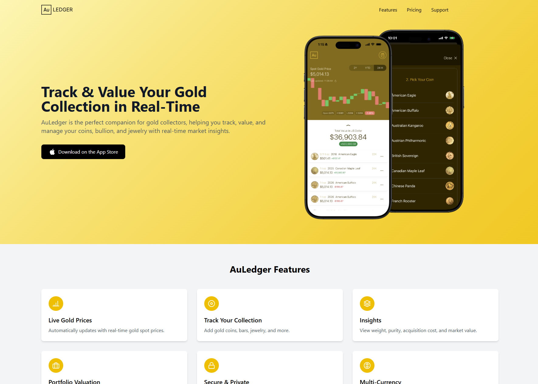 AuLedger marketing landing page