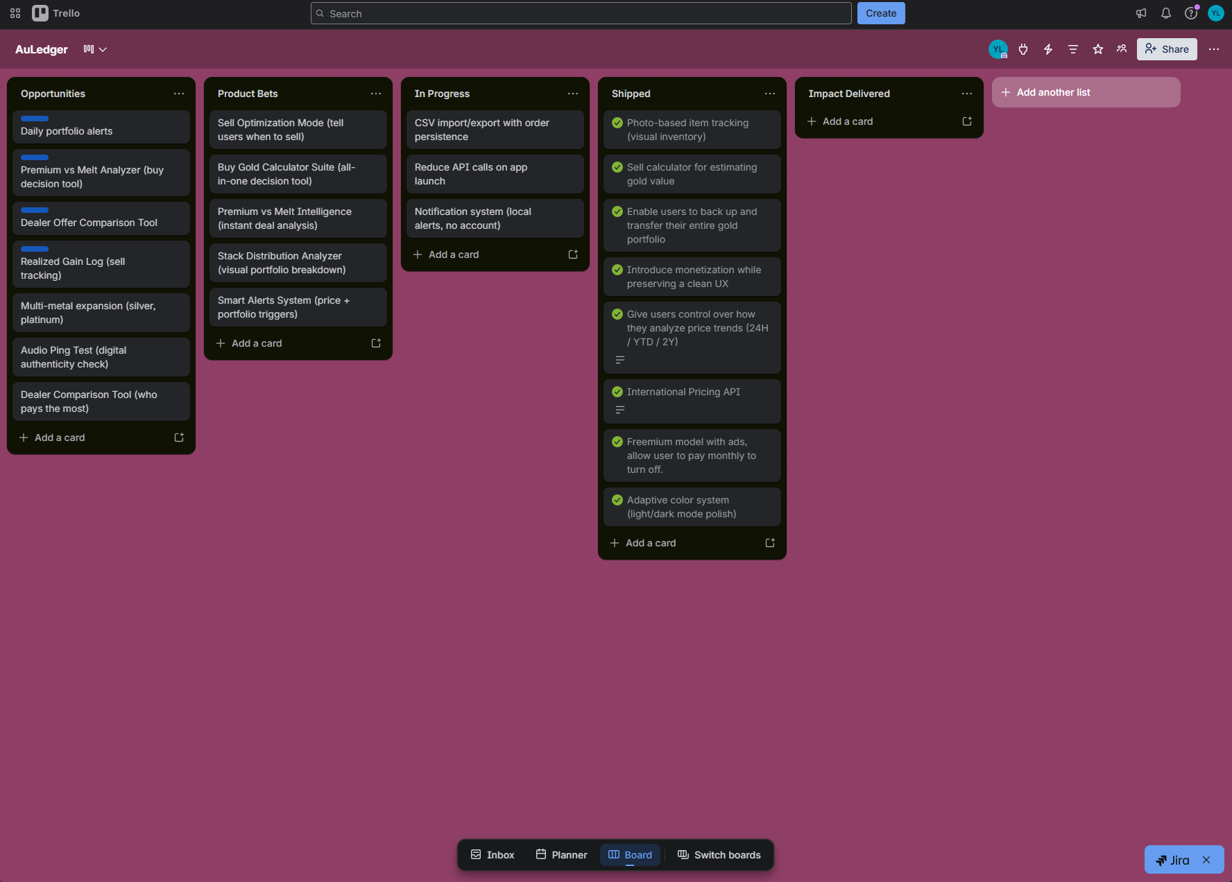 AuLedger Trello board